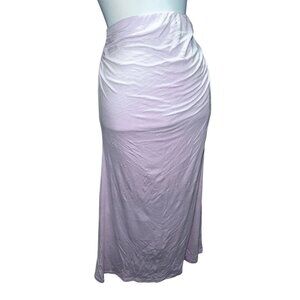 OGL Ruched Front Double Layer Soft Midi Skirt Sz Small Womens Pink